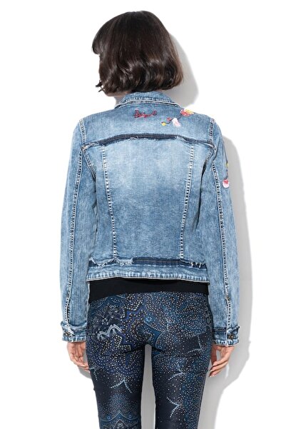 Desigual , Denim Jacket with Embroidery Flandes, Blue, Size 36