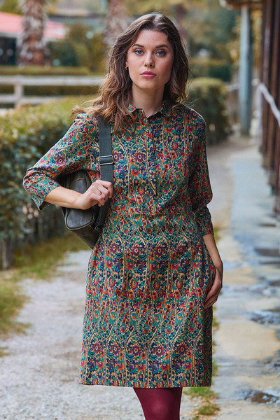 Los banditos Shirt Collar Button Detailed Winter Dress