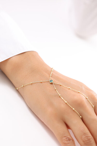 Zeyd Jewelry Yeşil Taşlı Toplu Zincir 14 Ayar Altın Şahmeran