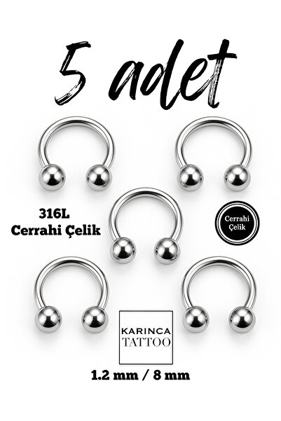 Karınca Piercing Cerrahi Çelik Yarım Halka Piercing Set Tragus Helix Smiley S...