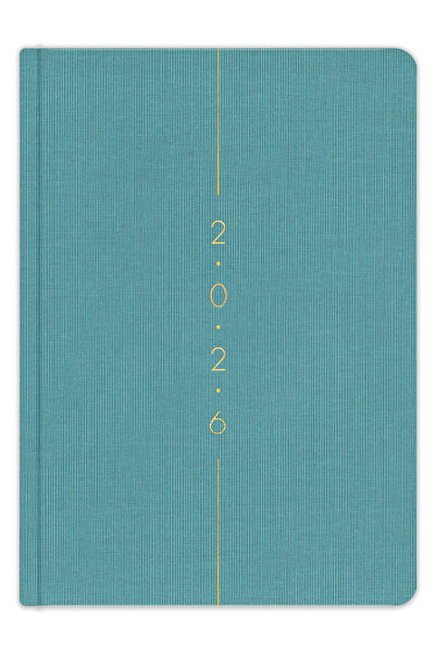 Matt Notebook 2026 Yılı A5 Keten Haftalık Ajanda 15x21 cm - 12 Aylık Turkuaz
