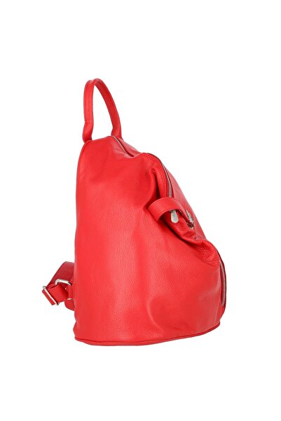 Magazinul de genti Women's backpack made of soft natural leather, model 251, Red