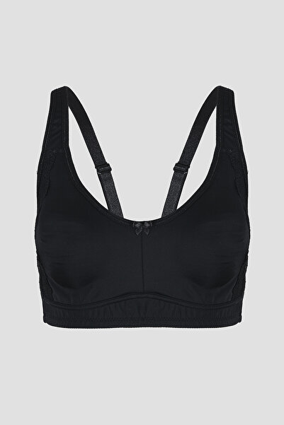 LOYA Black Lace Detailed Gathering Bra