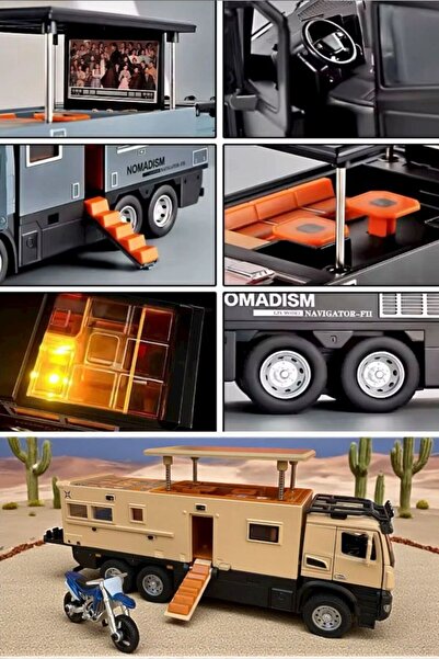 BYCEGU 95620 Pull and Drop Motorized Toy Model Caravan with Sound and Light