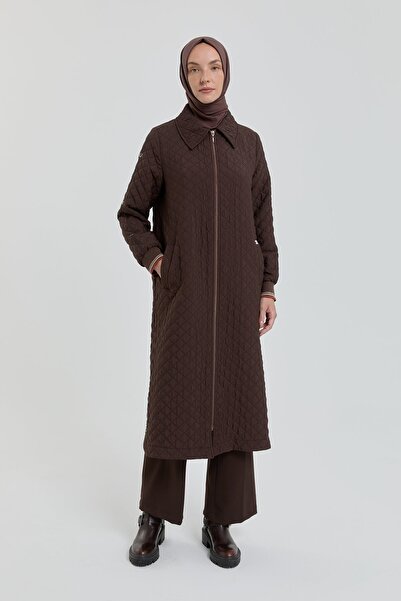 Nihan Büyük Beden İnce Kapitone Kap Kahve