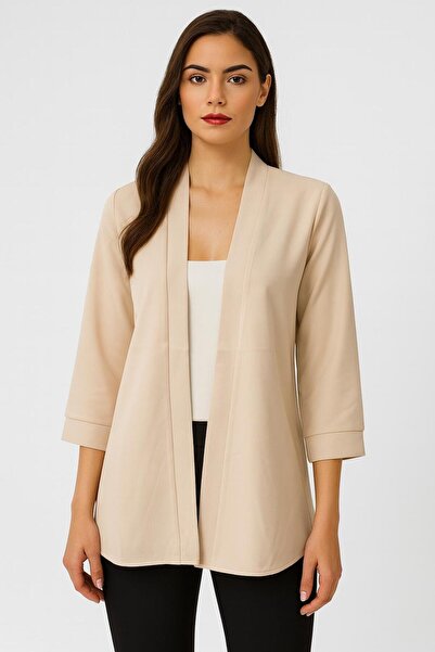 Butik Kadın Bej Blazer Ceket – Şık ve Modern Tasarım
