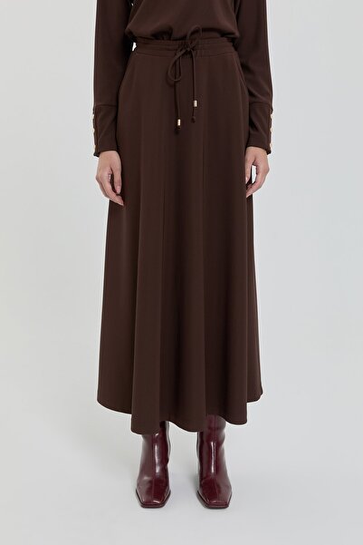 Nihan Kloş Örme Etek Kahve