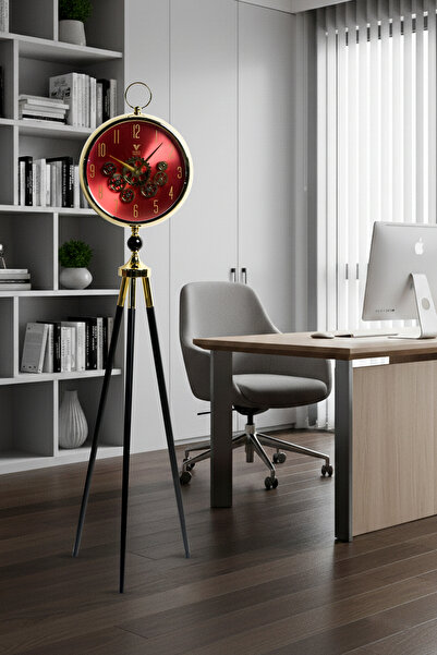 VOGUE VENUE Premium Vintage Tripod Foot Clock Adjustable Wooden Stand Antique Style Decorative Standing Clock