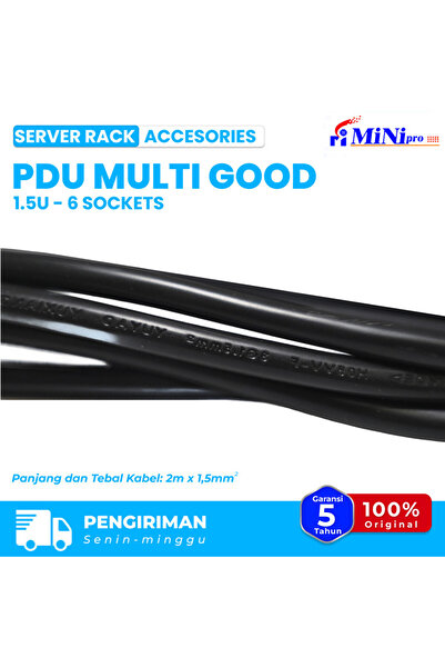 Mini pro وحدة توزيع الطاقة متعددة الاستخدامات 1.5 وحدة | شريط طاقة سداسي المقابس مقاس 19 بوصة، مثبت على رف الخادم، 220-250 فولت، 16 أمبير، 1500 واط، واقي من زيادة التيار