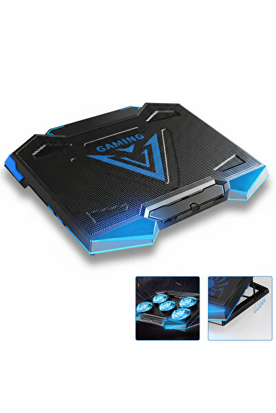 Elindor ® Cooler pentru laptop de gaming RGB, reglabil pe 5 niveluri, pentru birou, călătorii, 45,5 x 32 x 3,2 cm, negru