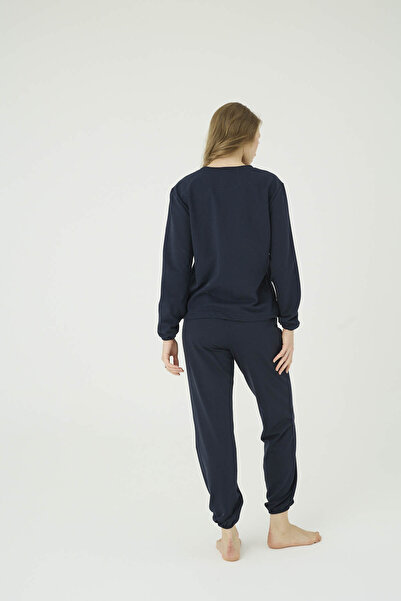 İPEKTENİM Kalp Desen Baskılı Ribanalı Pijama Takımı