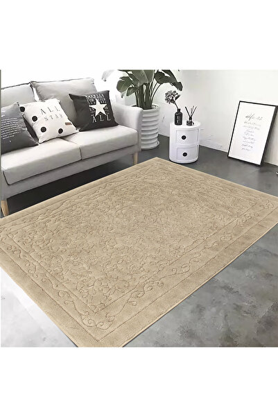 Moda Dekor Pamuklu Tarbet Koyu Bej 120 x 150 cm Tekli Halı