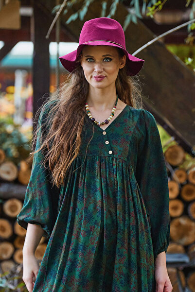 Los banditos Long Dress with Fold Detailed Balloon Sleeves