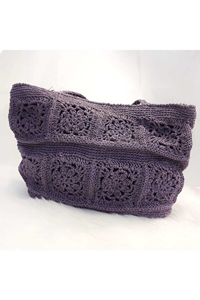 Masal Gurumi Paper String Hand Knitted Women's Arm Bag with Motif