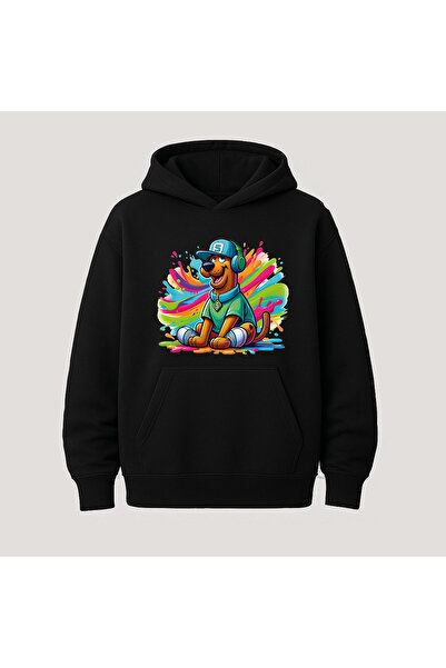 SVART WEAR Scooby Doo Baskılı Kanguru Cepli Pamuklu Kapüşonlu Uzun Kollu Hoodie Sweatshirt