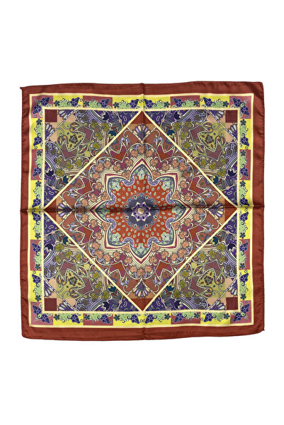 Sultan İpek Etnik Desenli Fular / Bandana 52x52cm
