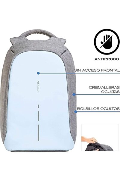 XD Design XDDesign Bobby Compact Anti-theft Backpack with Integrated USB Charging Port (Pastel Blue)