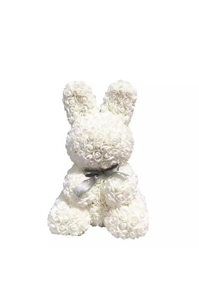 velve White floral bunny 40cm hand decorated with foam roses, in box with bow...