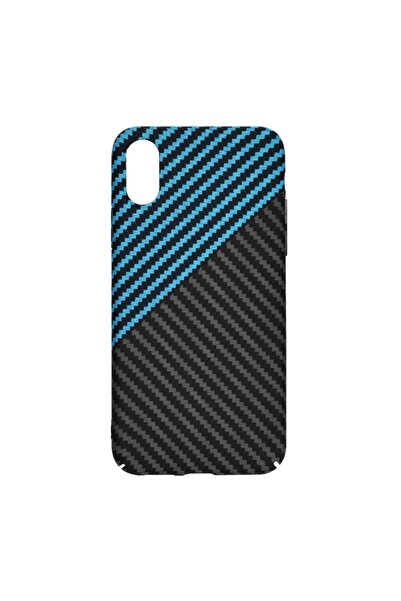 SKYDDAR INNOVATION Carcasă pentru iPhone XR, textură de carbon, Carbonite FiberShell, set de stickere, albastră