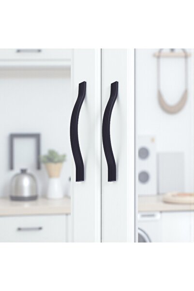 Badem10 Acacia Black Metal Handle 128 mm Modern Furniture Drawer Handle Kitchen Cabinet and Door Handles Durable