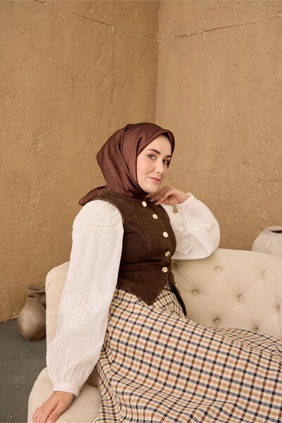 Silk Home Sura Silk Scarf 11416-S08 Chocolate Brown