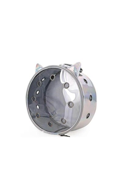 Doty Rucsac rotund Zeze pentru câini și pisici de talie mică, capac transparent, design cu perle și urechi, orificii de ventilație