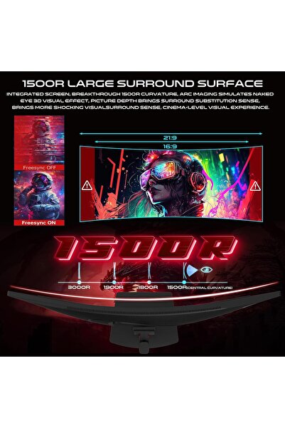 GAMEON Spectra Pro 34-Inch Curved Gaming Monitor Ultra-Wide QHD 3440x1440 120Hz 0.5ms MPRT