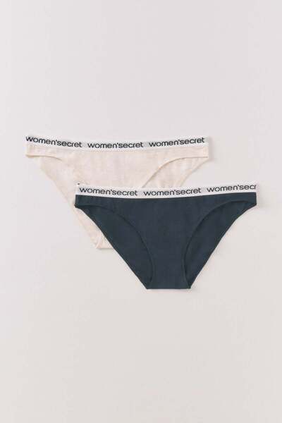 Women'secret Classic cotton panties pack with blue logo