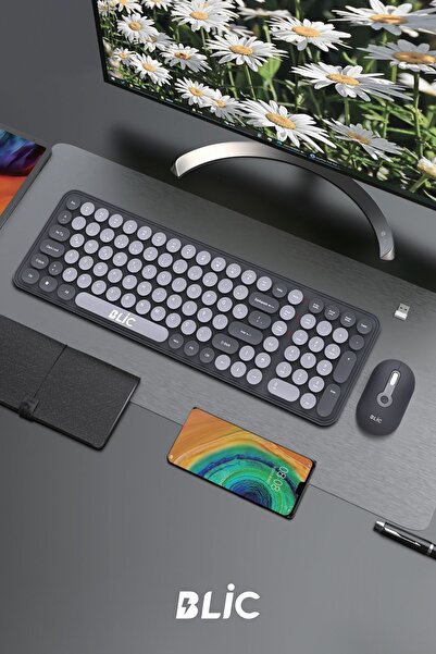 Sarftech Mor Ev Ofis İş Yeri 2.4 GHz Kablosuz Klavye Mouse Seti Modern Tasarım Klavye Set
