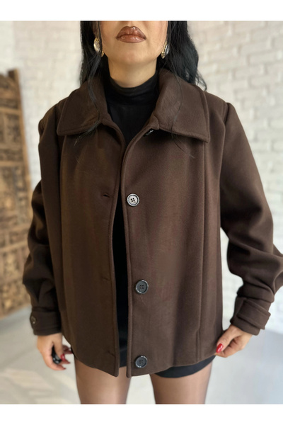 moneta boutique Жіночий короткий кашеміровий пальто з підкладкою та деталями ...