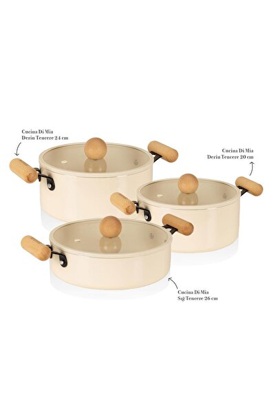 The Mia Cucina Di Mia Induction Base Ceramic Cookware Set 6 Pieces