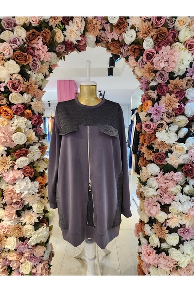 FUAT GÜRSEN Fuat Gürşen gri orjinal simli tunik kadın