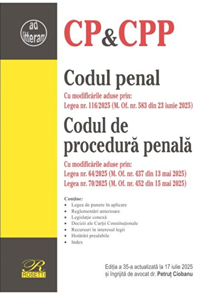 Editura Rosetti Codul penal. Codul de procedura penala. Editia a 3