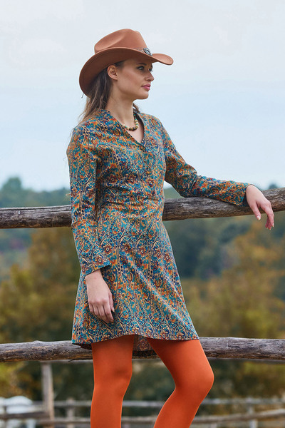 Los banditos Hakim Collar Button Detailed Tie-Up Long Sleeve Dress