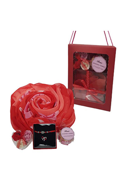 velve Set special, Womens's Day cu esarfa, martisor, lumanare parfumata si 3 ...
