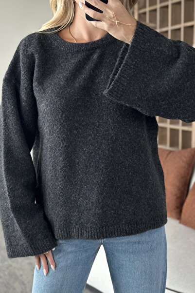 Laluvia Anthracite Crew Neck Sweater - 04621