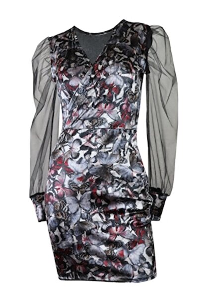 Atelier Anca Socolovschi Rochie neagră pentru femei cu imprimeu cu fluturi