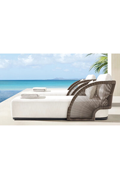 SCY Asteila Örgü Detaylı Modern Şezlong Rahat Uzanma Yatağı Daybed