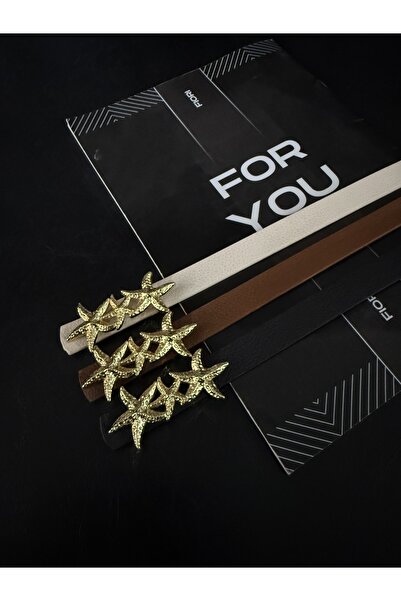 Fiori Curea pentru femei cu cataramă cu stea din 3 piese, curea pentru jachetă, curea pentru cămașă, curea pentru rochie