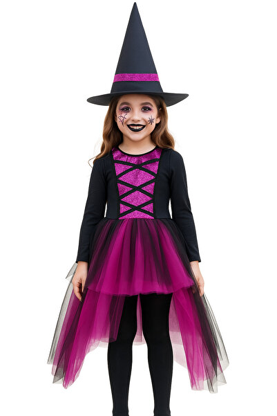 DODOMAR Halloween Halloween Fuchsia-Negru 7-8 ani Costum de vrăjitoare pentru...