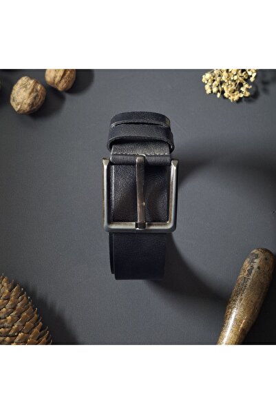 MAT Deri Men's Black Leather Belt 4.5 cm 100% Genuine Leather Sports Thick Jeans Belt