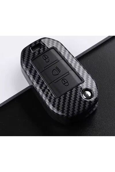 ŞENYILDIZ AKSESUAR غطاء مفتاح كربوني لسيارات بيجو وستروين، طراز سوستالي، مفتا...