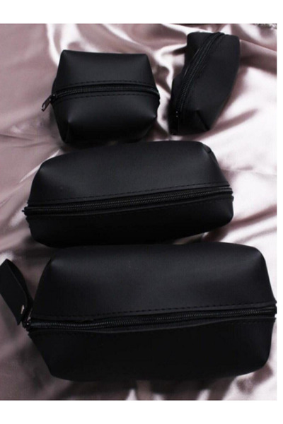 Acarlar Ticaret Women's Black Makeup Bag Set 4-Piece Multi-Purpose Pen Holder...