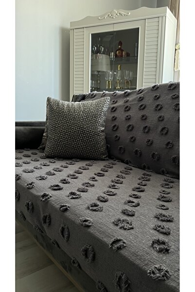 lusso stile Pompon Sofa Cover Anthracite180 X 240