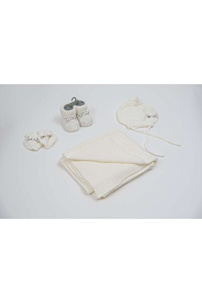 N@zence طقم أطفال محبوك مكون من 4 قطع |   بطانية، قبعة، جوارب، قفازات - إصدار...