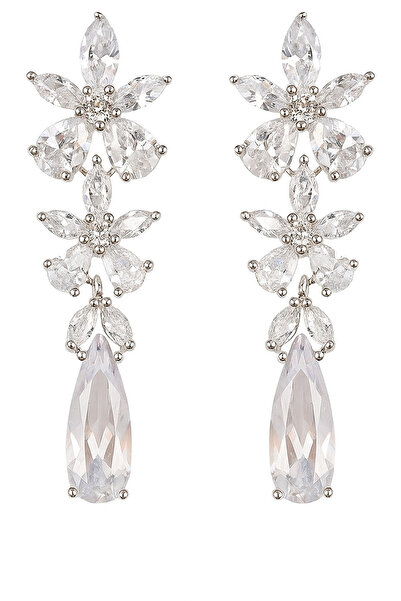 OEM White Zirconia Flowers Bridal Earrings