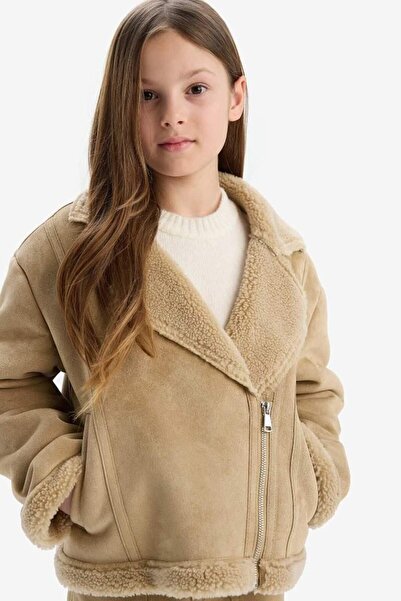 DeFacto Girl's Jacket Collar Plush Lining Coat (25 Au)