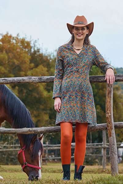 Los banditos Hakim Collar Button Detailed Tie-Up Long Sleeve Dress