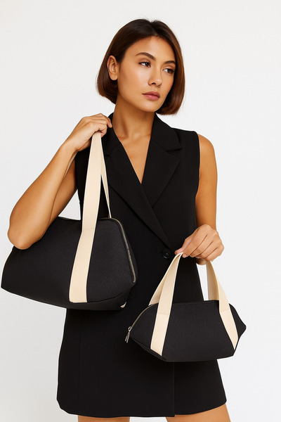 Harbor&Co. Siyah Krinkıl Kumaş Askılı Spor Çanta & Mini Çanta Seti – Seyahat ...