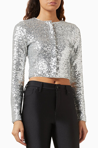 Good American Payet Detaylı Cardigan, Işıltılı Günlük-Şık Kadın Hırka